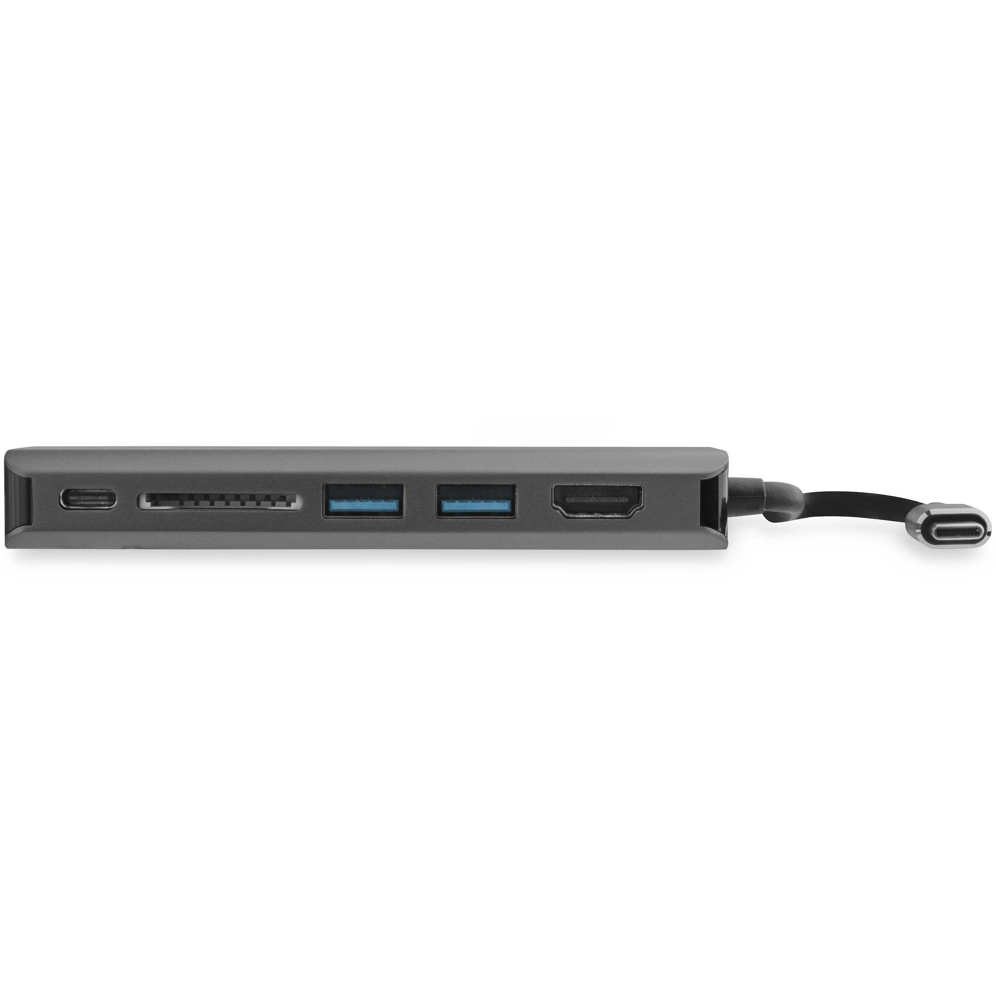 StarTech.com USB-C Multiport Adapter - USB-C Travel Dock met 4K HDMI, 3x USB 3.0 Hub, SD/SDHC, GbE, 60W PD 3.0 Pass-Through - Compacte USB-C Mini Docking Station USB Type-C/Thunderbolt 3