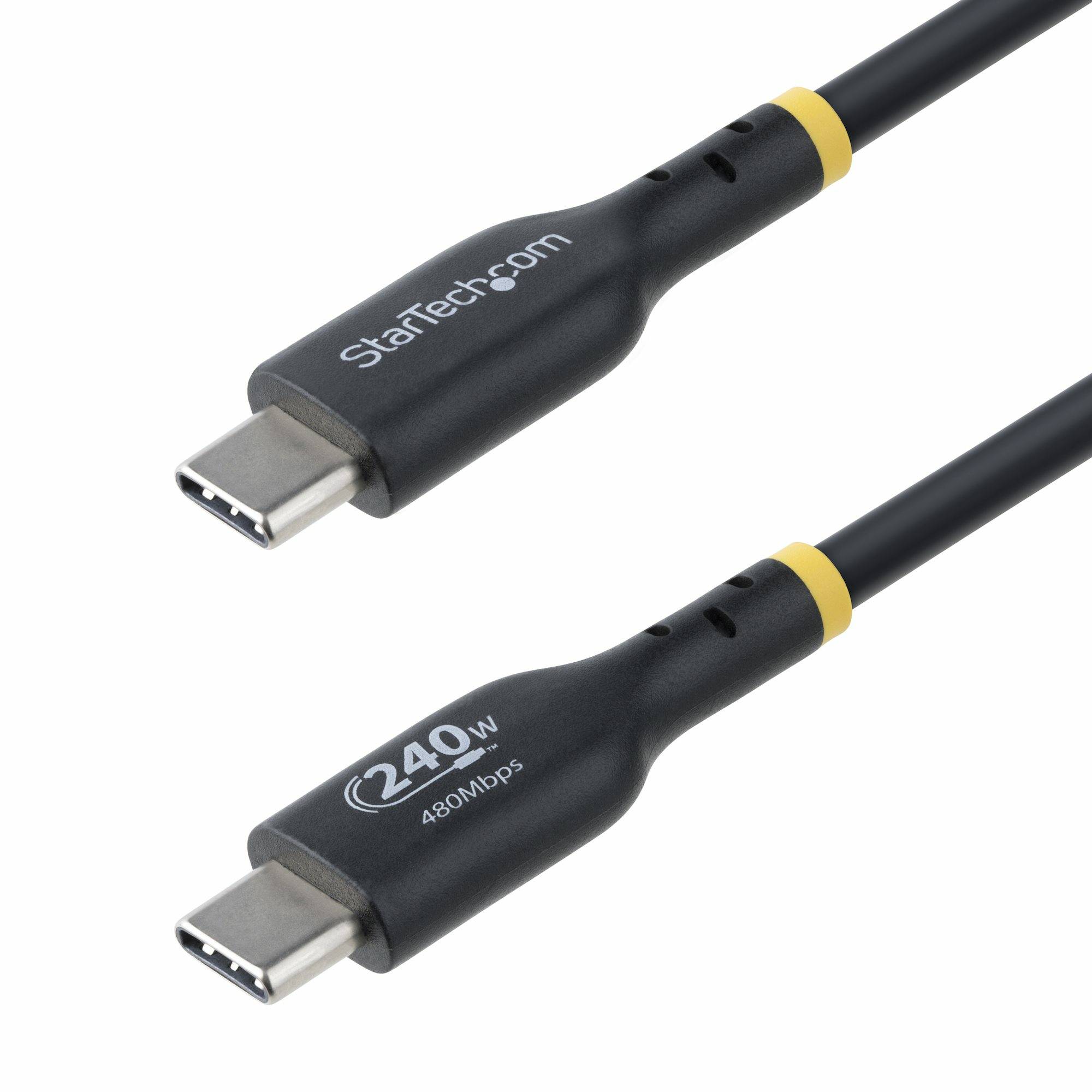 StarTech.com 2m USB-C Laadkabel, USB-IF Gecertificeerde USB Kabel, 240W PD EPR, USB 2.0 Type-C Laptop Laadkabel, USB-C Data Transfer Kabel, TPE Mantel, M/M