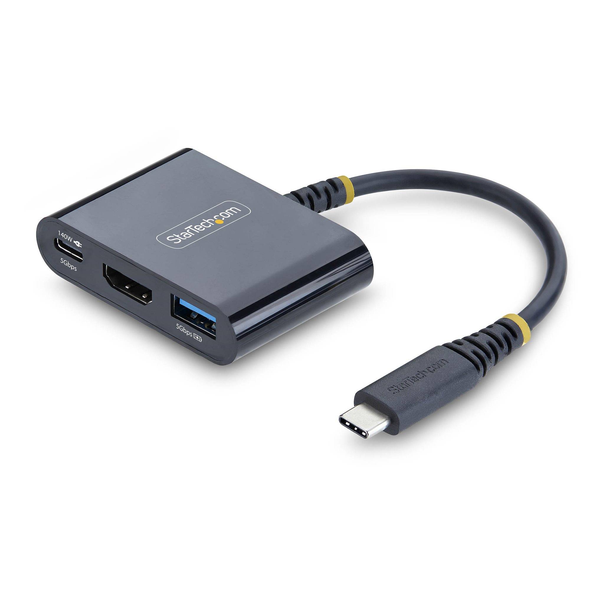 StarTech.com USB-C naar HDMI Multiport Adapter met 140W PD Charging, 4K 60Hz HDMI, USB 5Gbps Hub, Mini Dock voor MacBook / Dell / ThinkPad / HP / iPad / Tablets