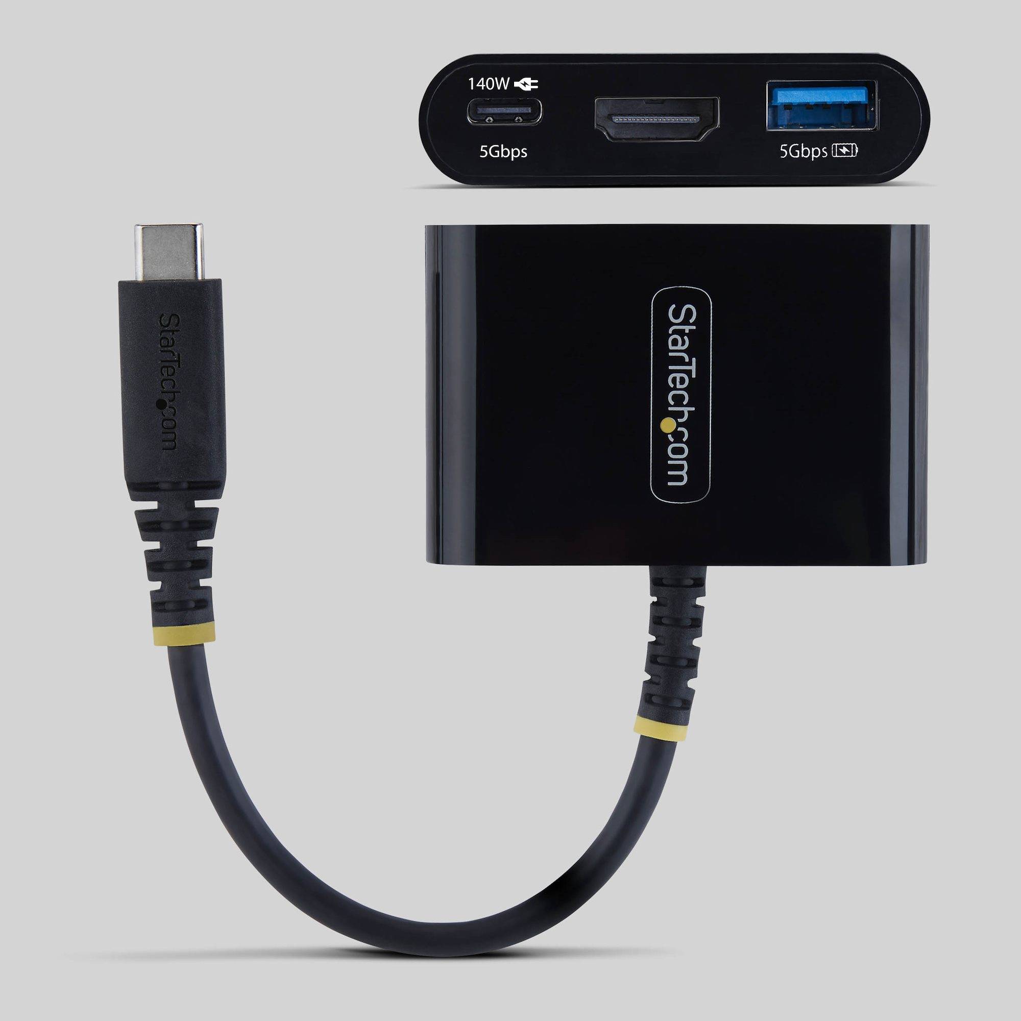 StarTech.com USB-C naar HDMI Multiport Adapter met 140W PD Charging, 4K 60Hz HDMI, USB 5Gbps Hub, Mini Dock voor MacBook / Dell / ThinkPad / HP / iPad / Tablets