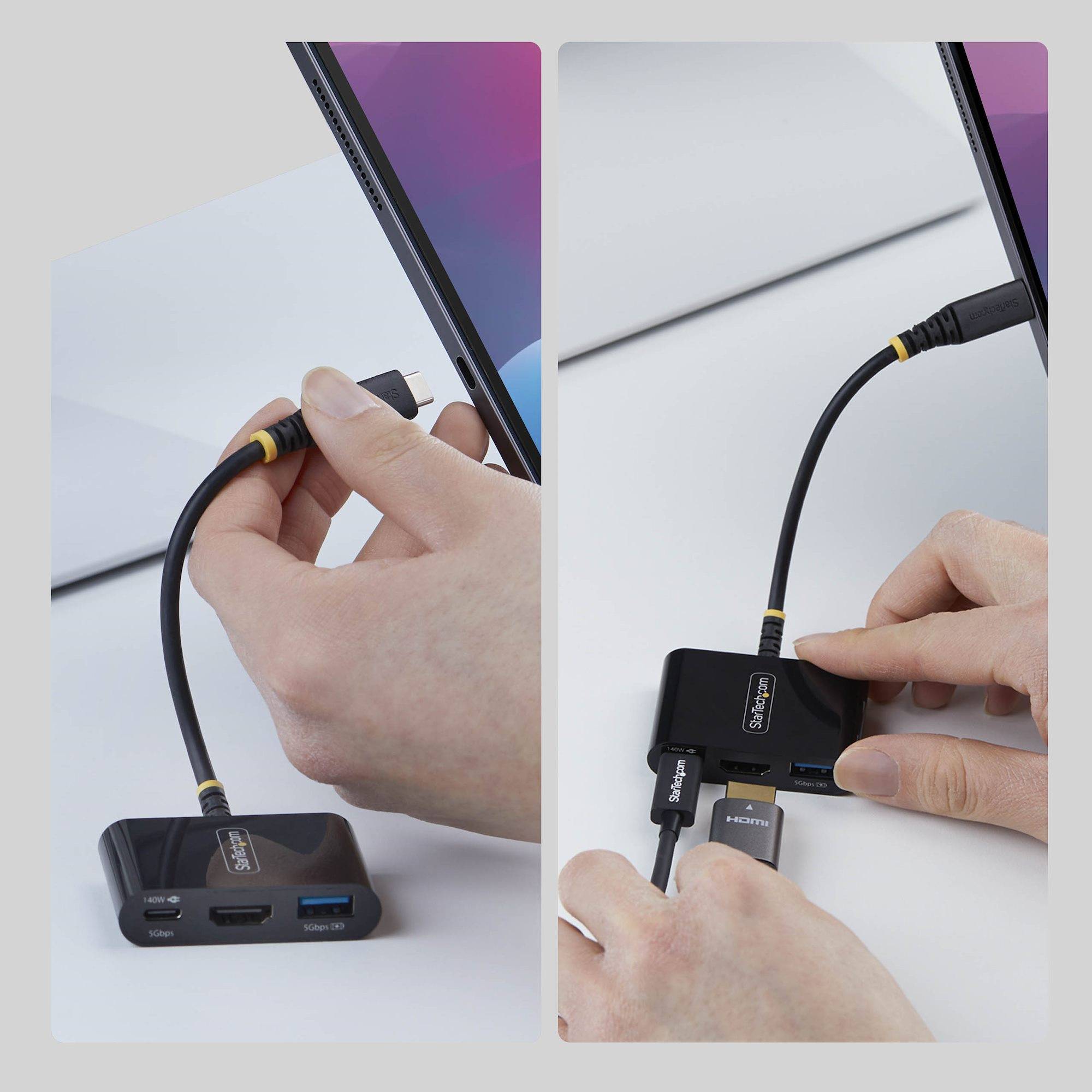 StarTech.com USB-C naar HDMI Multiport Adapter met 140W PD Charging, 4K 60Hz HDMI, USB 5Gbps Hub, Mini Dock voor MacBook / Dell / ThinkPad / HP / iPad / Tablets