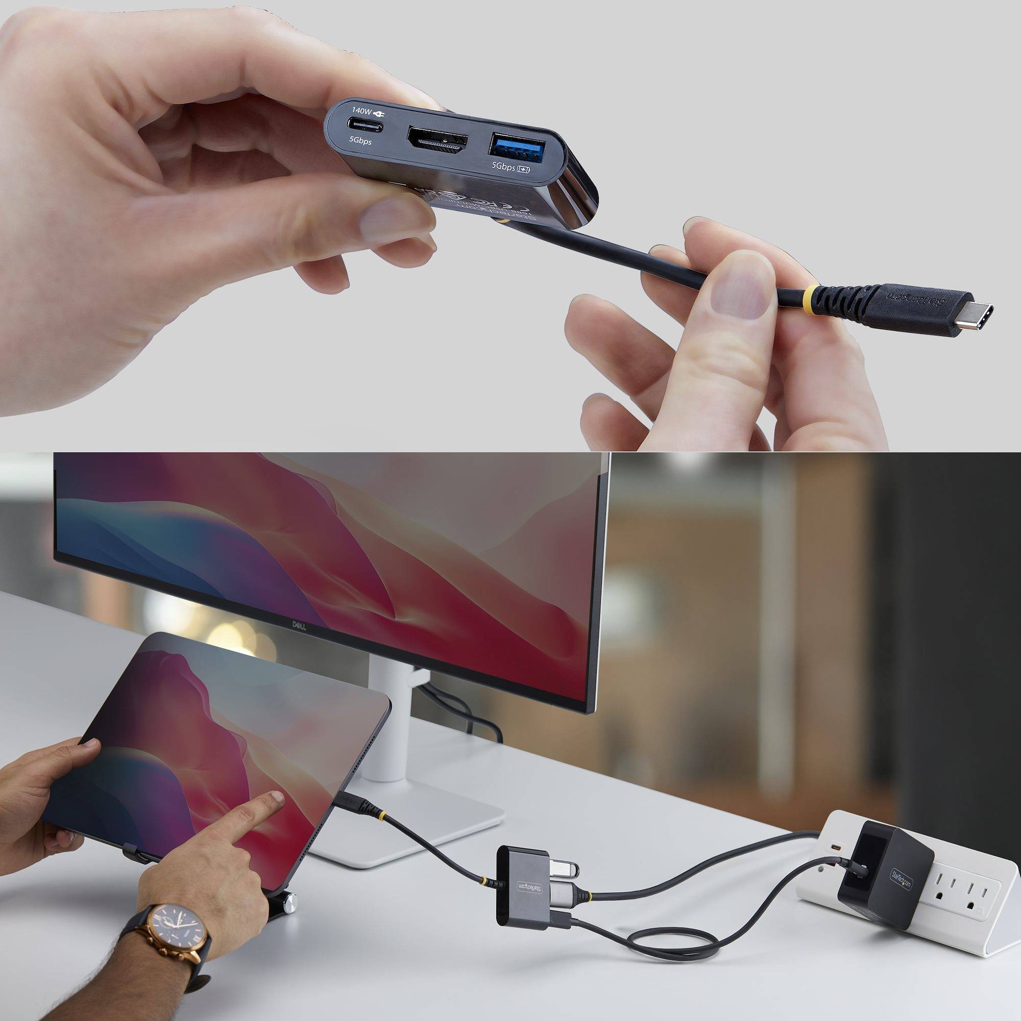 StarTech.com USB-C naar HDMI Multiport Adapter met 140W PD Charging, 4K 60Hz HDMI, USB 5Gbps Hub, Mini Dock voor MacBook / Dell / ThinkPad / HP / iPad / Tablets