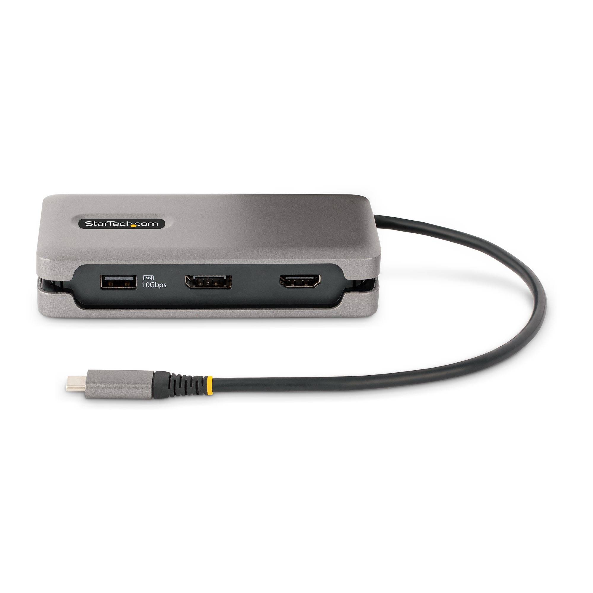 StarTech.com USB-C Multiport Adapter, 4K 60Hz HDMI/DP, 3-Port USB Hub, 100W Power Delivery Pass-Through, GbE, Travel Docking Station met Charging, Mini Dock, 30cm Wrap-Around Kabel