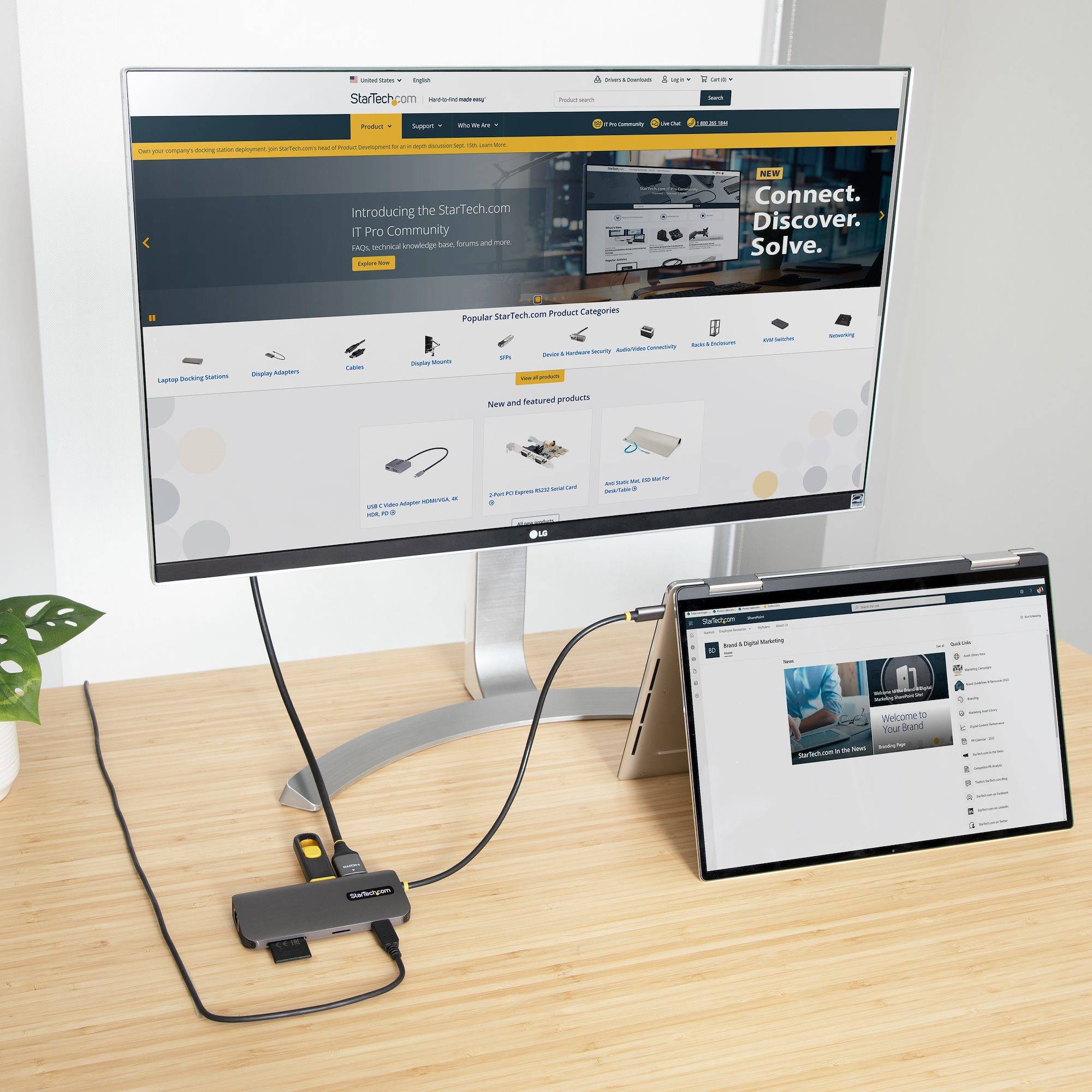 StarTech.com USB C Multiport Adapter, 4K 60Hz HDMI Video, 3 Port 5Gbps USB-A Hub, 100W USB Power Delivery Pass-Through, GbE, SD/MicroSD, 30cm Kabel, Travel Dock, Laptop Docking Station