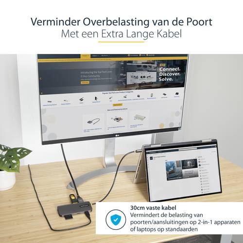 StarTech.com USB C Multiport Adapter, 4K 60Hz HDMI Video, 3 Port 5Gbps USB-A Hub, 100W USB Power Delivery Pass-Through, GbE, SD/MicroSD, 30cm Kabel, Travel Dock, Laptop Docking Station