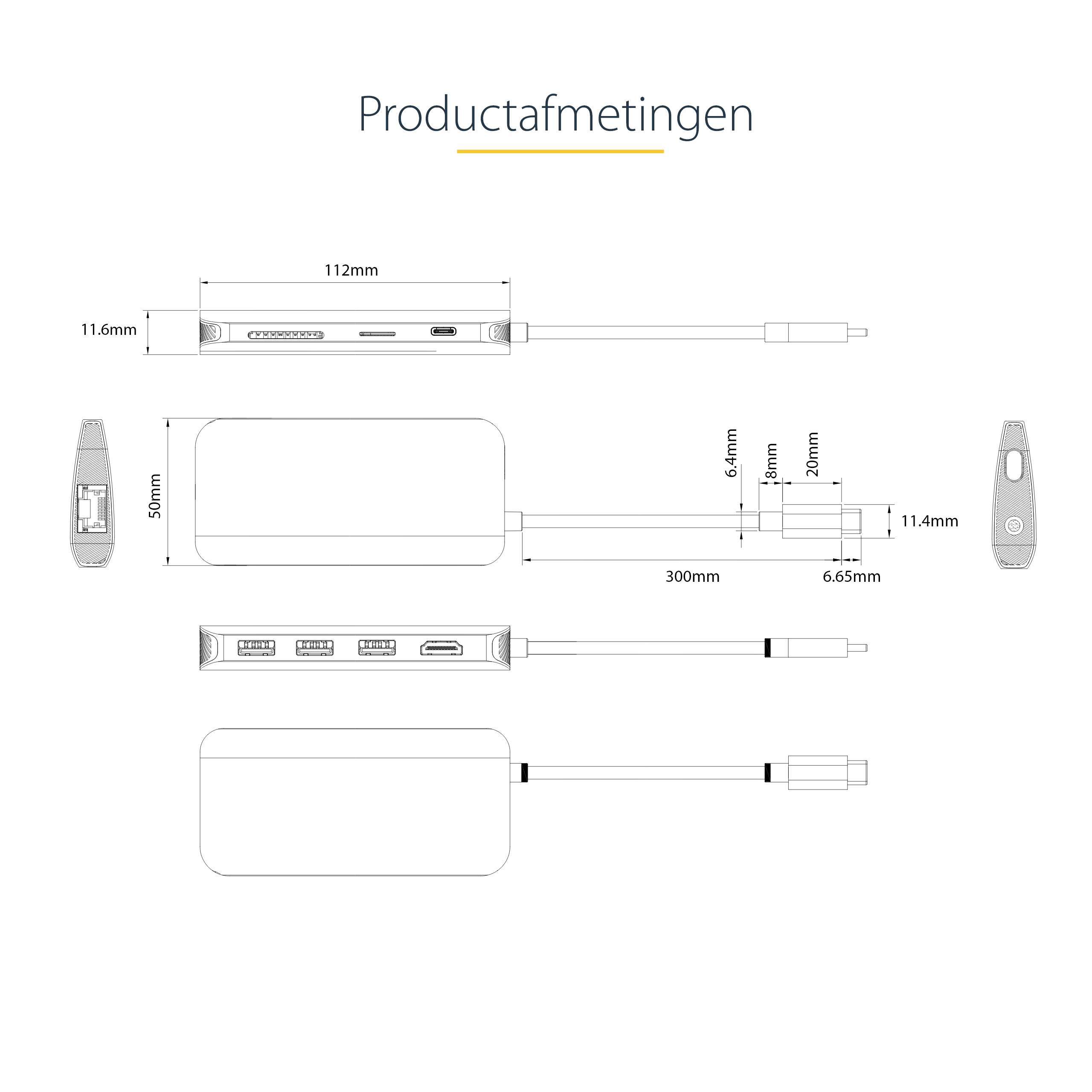StarTech.com USB C Multiport Adapter, 4K 60Hz HDMI Video, 3 Port 5Gbps USB-A Hub, 100W USB Power Delivery Pass-Through, GbE, SD/MicroSD, 30cm Kabel, Travel Dock, Laptop Docking Station