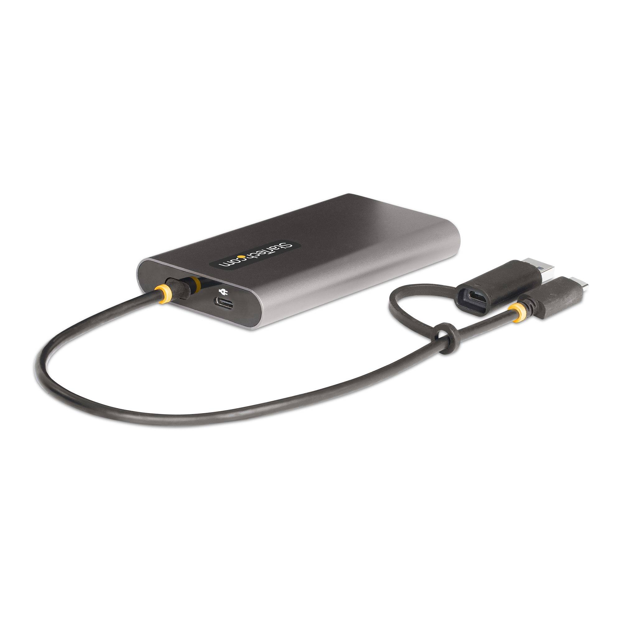 StarTech.com USB-C naar Dual-HDMI Adapter, USB-C of A naar 2x HDMI, 4K 60Hz, 100W Power Delivery Pass-Through, 30cm Ingebouwde Kabel, USB naar HDMI Multi-Monitor Converter voor Laptop