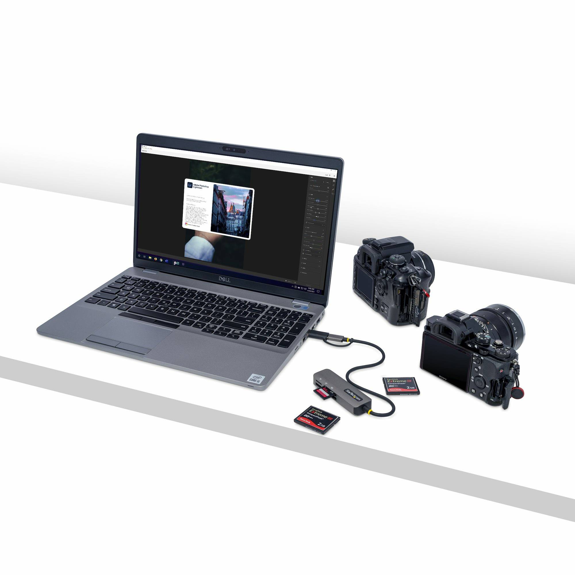 StarTech.com USB 3.0 Multi-Media Geheugenkaart Lezer, SD/microSD/CompactFlash Card Reader, Compacte 5Gbps USB Kaart Adapter, Externe USB-C Kaartlezer met ingebouwde USB-A Adapter, Werkt met elk besturingssysteem