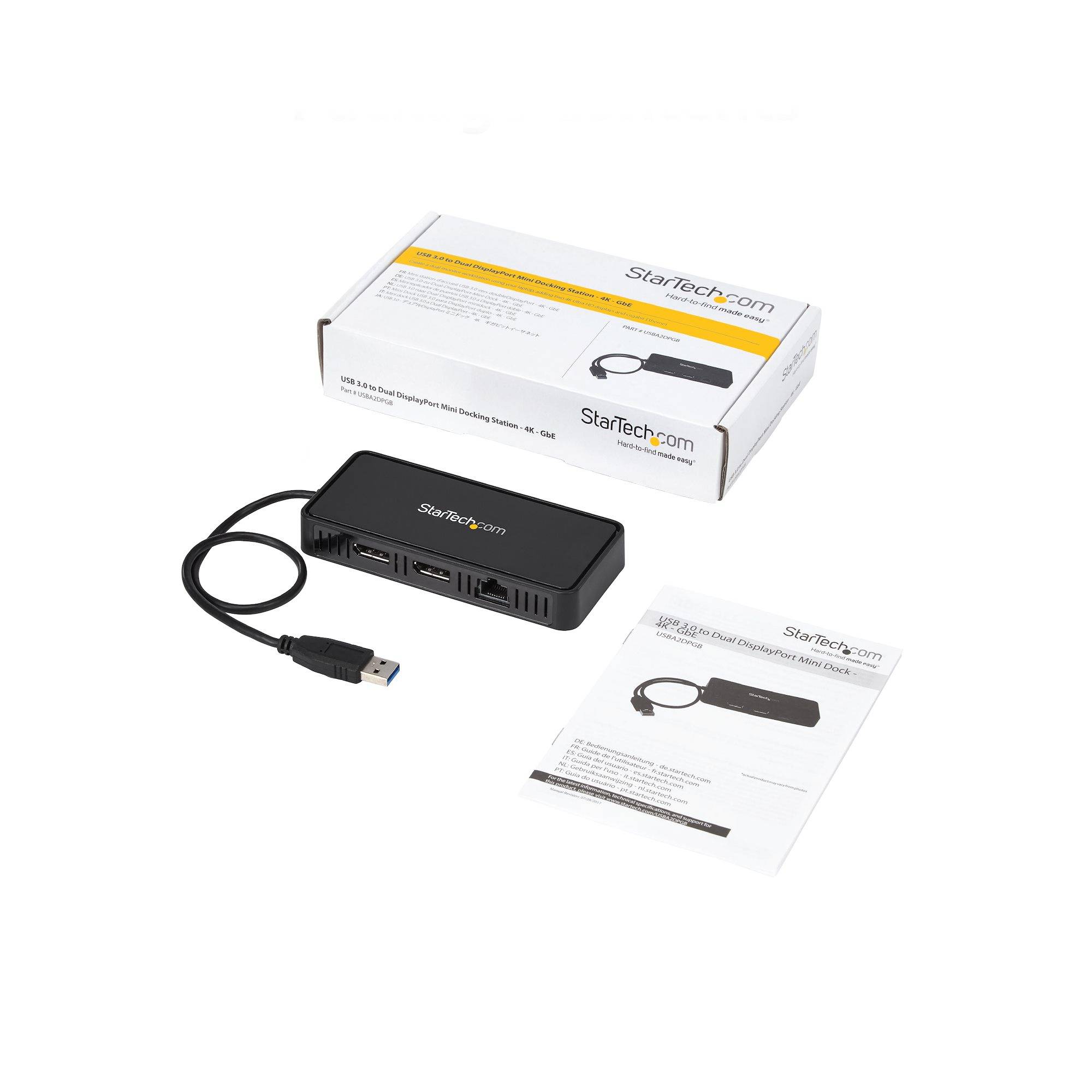 StarTech.com USB 3.0 Mini Dock - Dual Monitor USB-A Docking Station met DisplayPort 4K 60Hz Video & Gigabit Ethernet - 30cm Kabel - USB 3.1 Gen 1 Type-A Laptop Travel Adapter