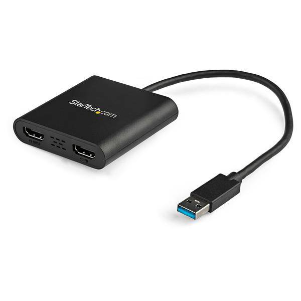 StarTech.com USB 3.0 naar Dual HDMI Adapter - Dual 1080p of Single 4K 30Hz - Externe video & grafische kaart - USB Type-A naar HDMI Dual Monitor Display Adapter - Alleen Windows - Zwart