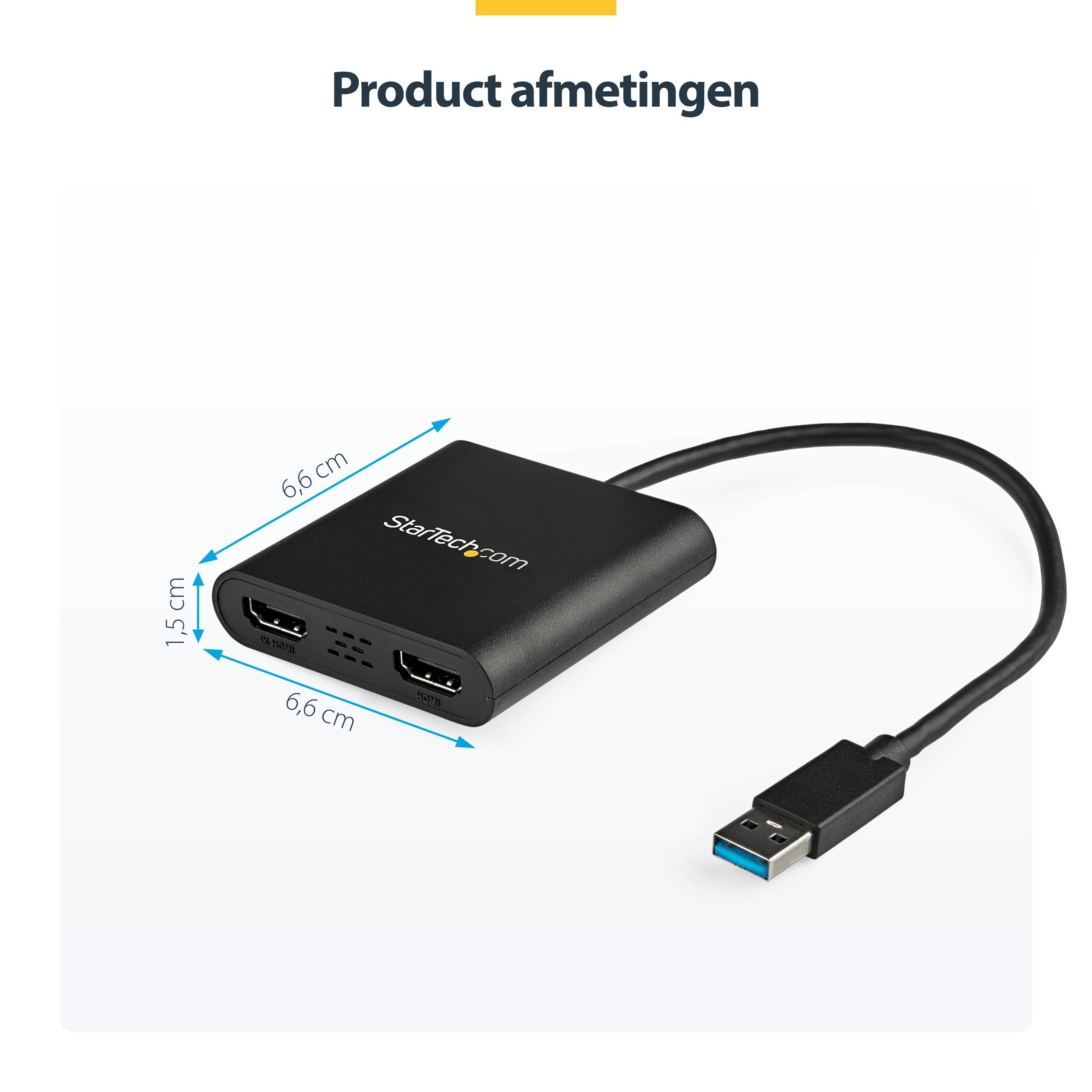 StarTech.com USB 3.0 naar Dual HDMI Adapter - Dual 1080p of Single 4K 30Hz - Externe video & grafische kaart - USB Type-A naar HDMI Dual Monitor Display Adapter - Alleen Windows - Zwart
