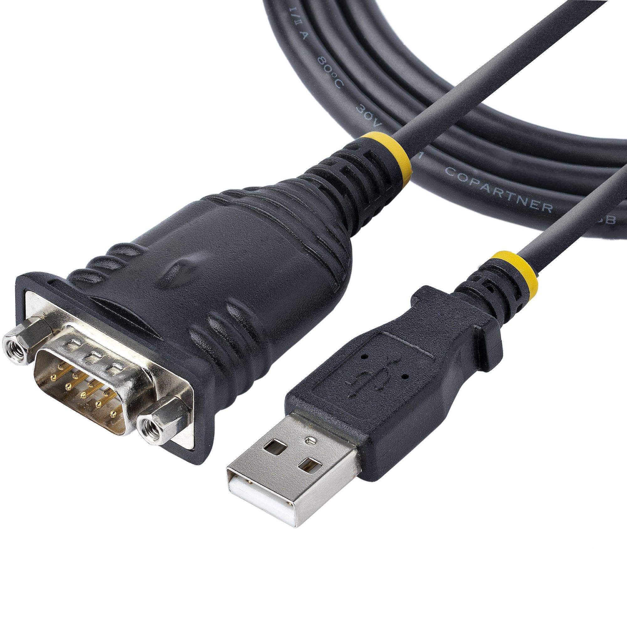 StarTech.com 1m USB Serial Converter Kabel, DB9 Male RS232 naar USB Converter, Prolific Chipset, USB naar Serieel Adapter voor PLC/Printer/Scanner/Switch, USB naar COM Poort Adapter, Windows/Mac