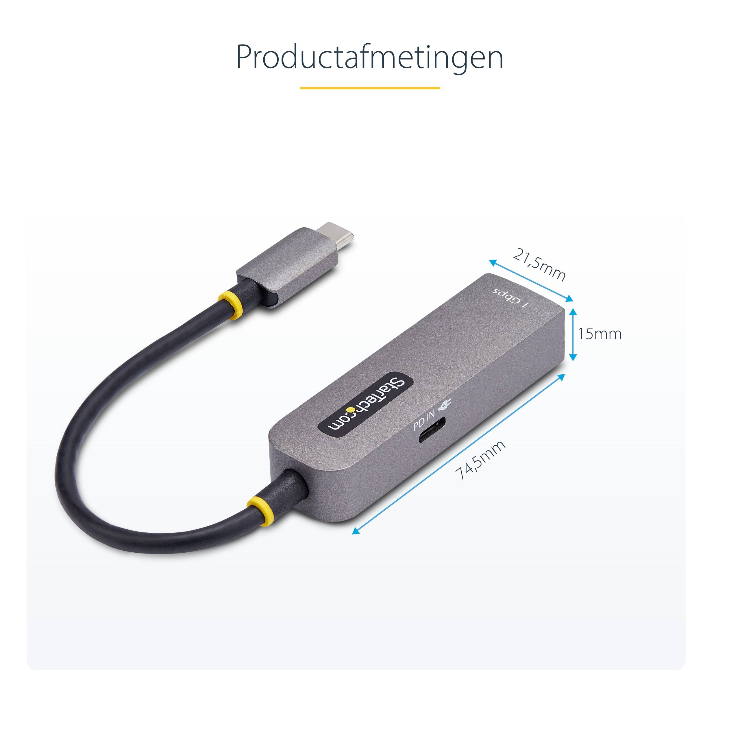 StarTech.com USB-C naar Ethernet Adapter, NIC, 100W PD Pass-Through, USB 3.0 Type-C 1Gbps Multi Speed Netwerk Adapter, Gigabit Ethernet, Thunderbolt Compatibel, Windows & Mac