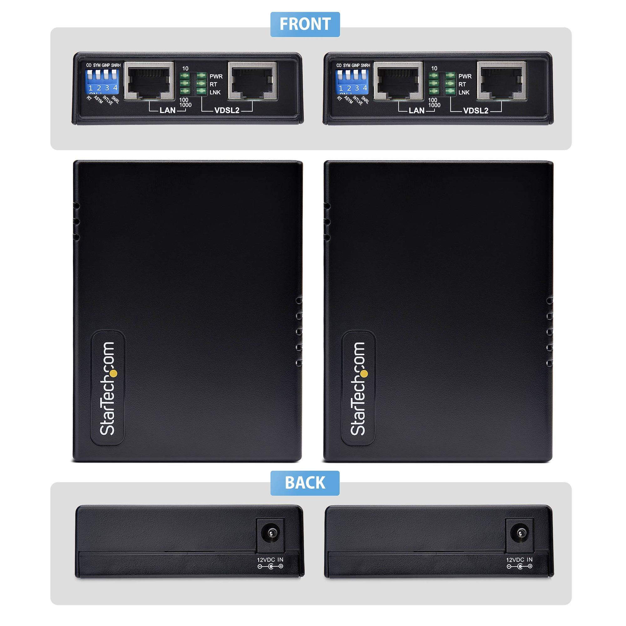 StarTech.com VDSL2 Ethernet Extender Kit via Single Pair Kabel, Tot 1km Long Range LAN Repeater over Telefoonlijn/CAT5e/CAT6, Vervanging voor 110VDSLEXTEU, TAA
