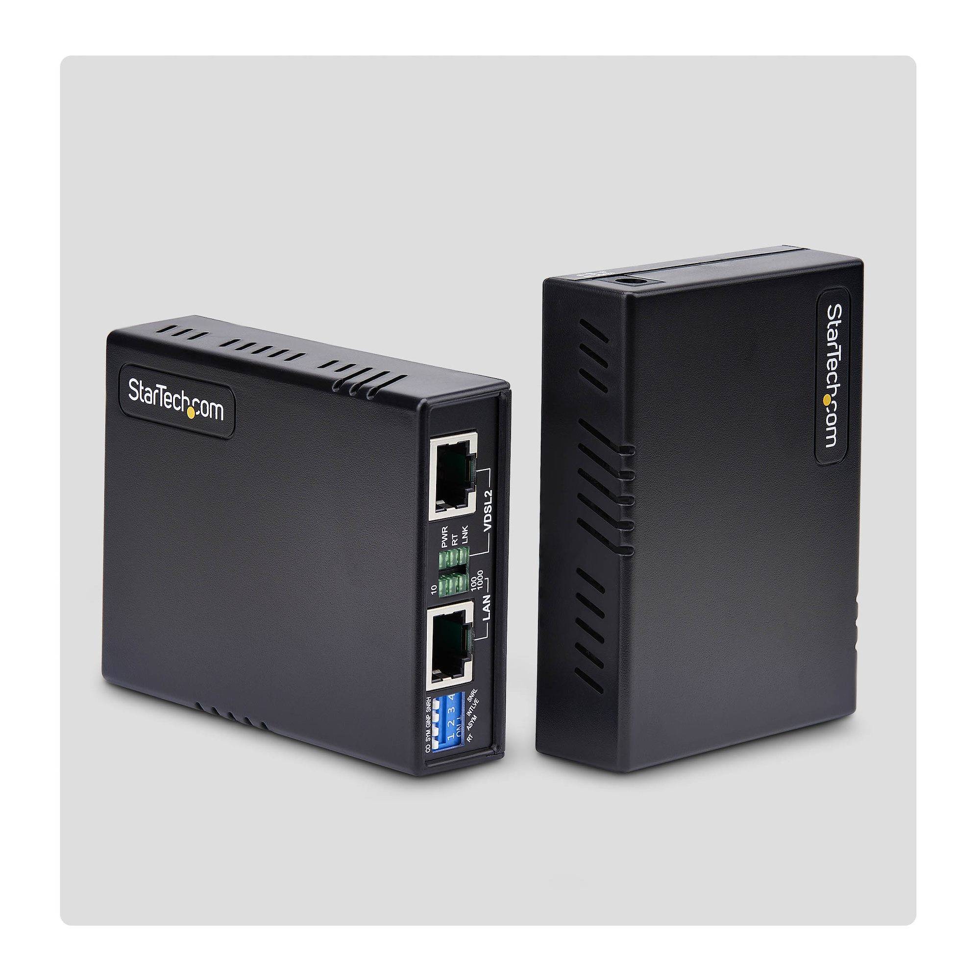 StarTech.com VDSL2 Ethernet Extender Kit via Single Pair Kabel, Tot 1km Long Range LAN Repeater over Telefoonlijn/CAT5e/CAT6, Vervanging voor 110VDSLEXTEU, TAA
