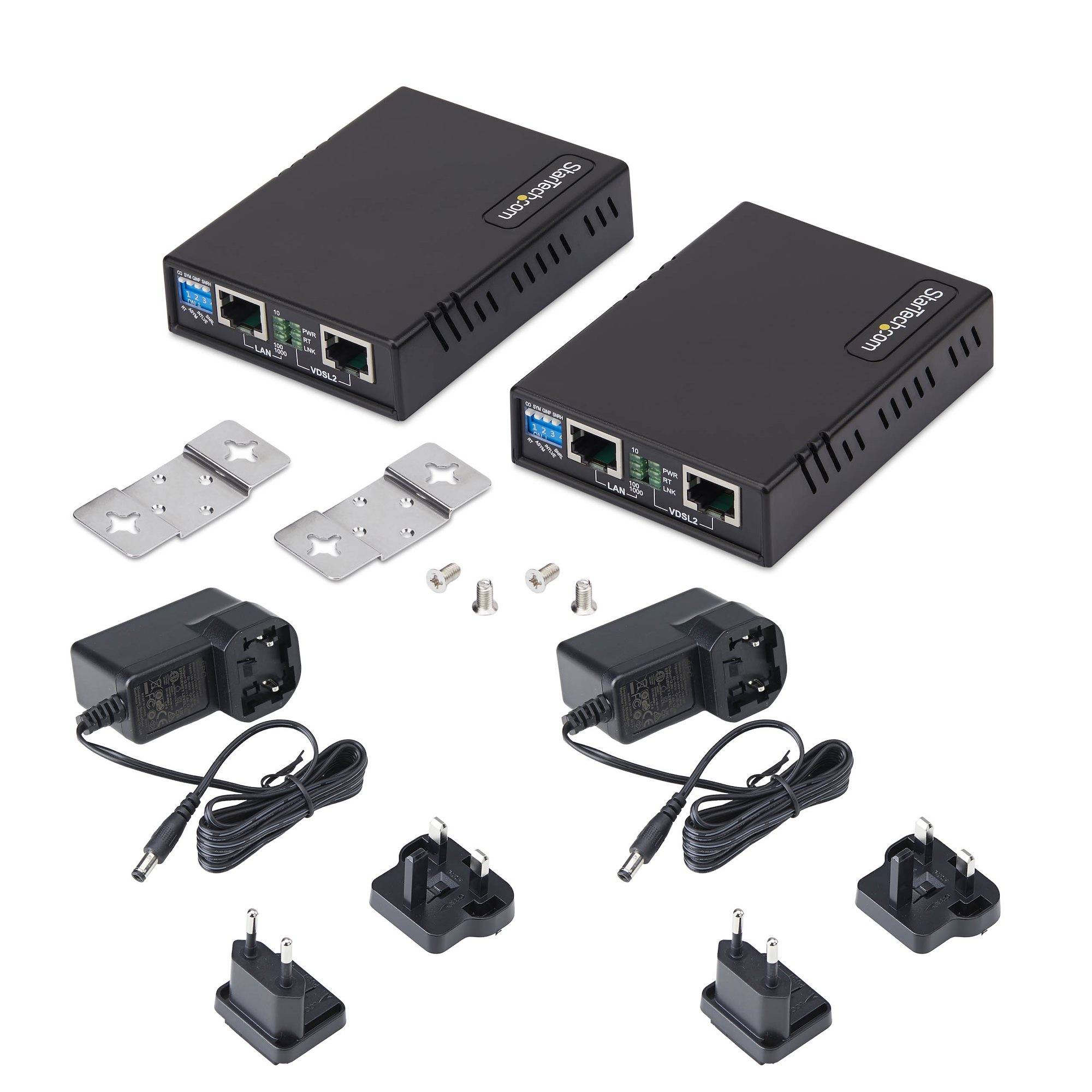 StarTech.com VDSL2 Ethernet Extender Kit via Single Pair Kabel, Tot 1km Long Range LAN Repeater over Telefoonlijn/CAT5e/CAT6, Vervanging voor 110VDSLEXTEU, TAA