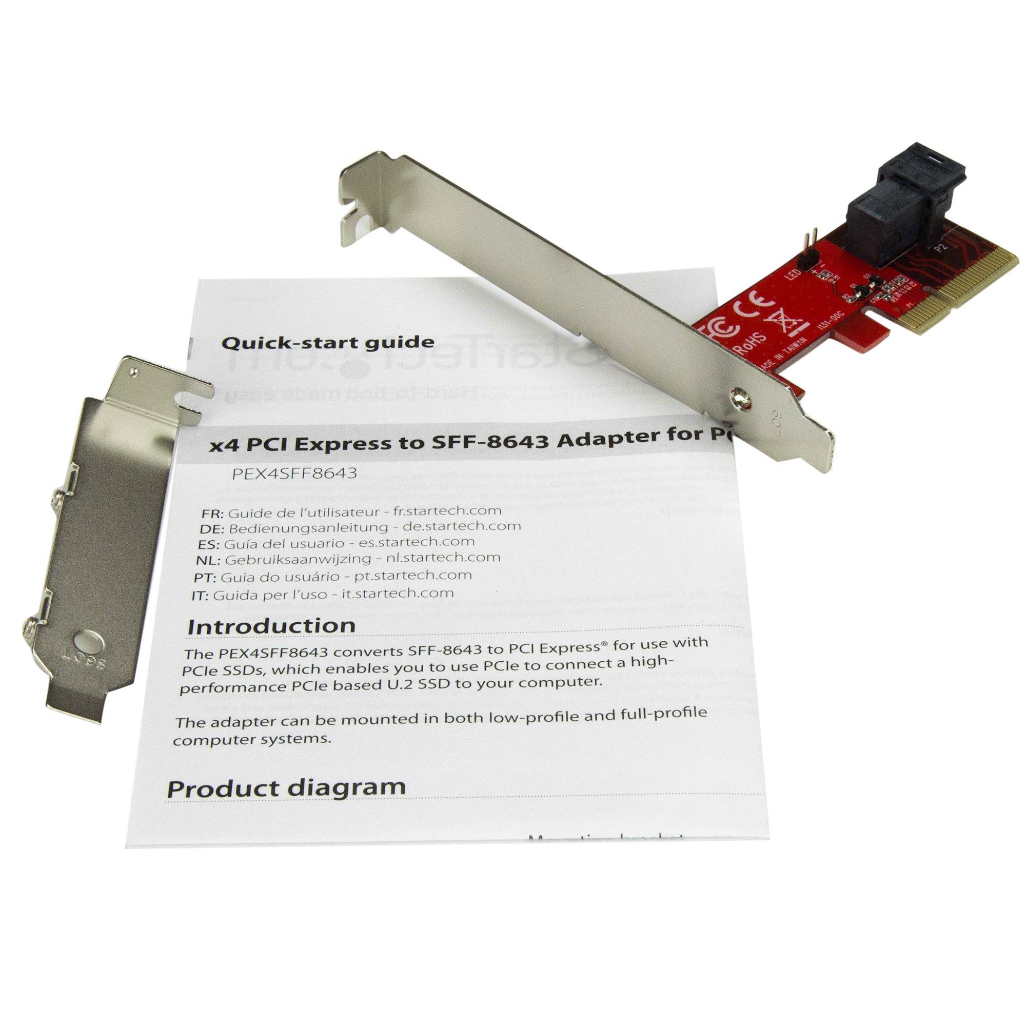 StarTech.com x4 PCI Express naar SFF-8643 Adapter voor PCIe NVMe U.2 SSD - PCI Express 2.5" NVM Express SSD Adapter