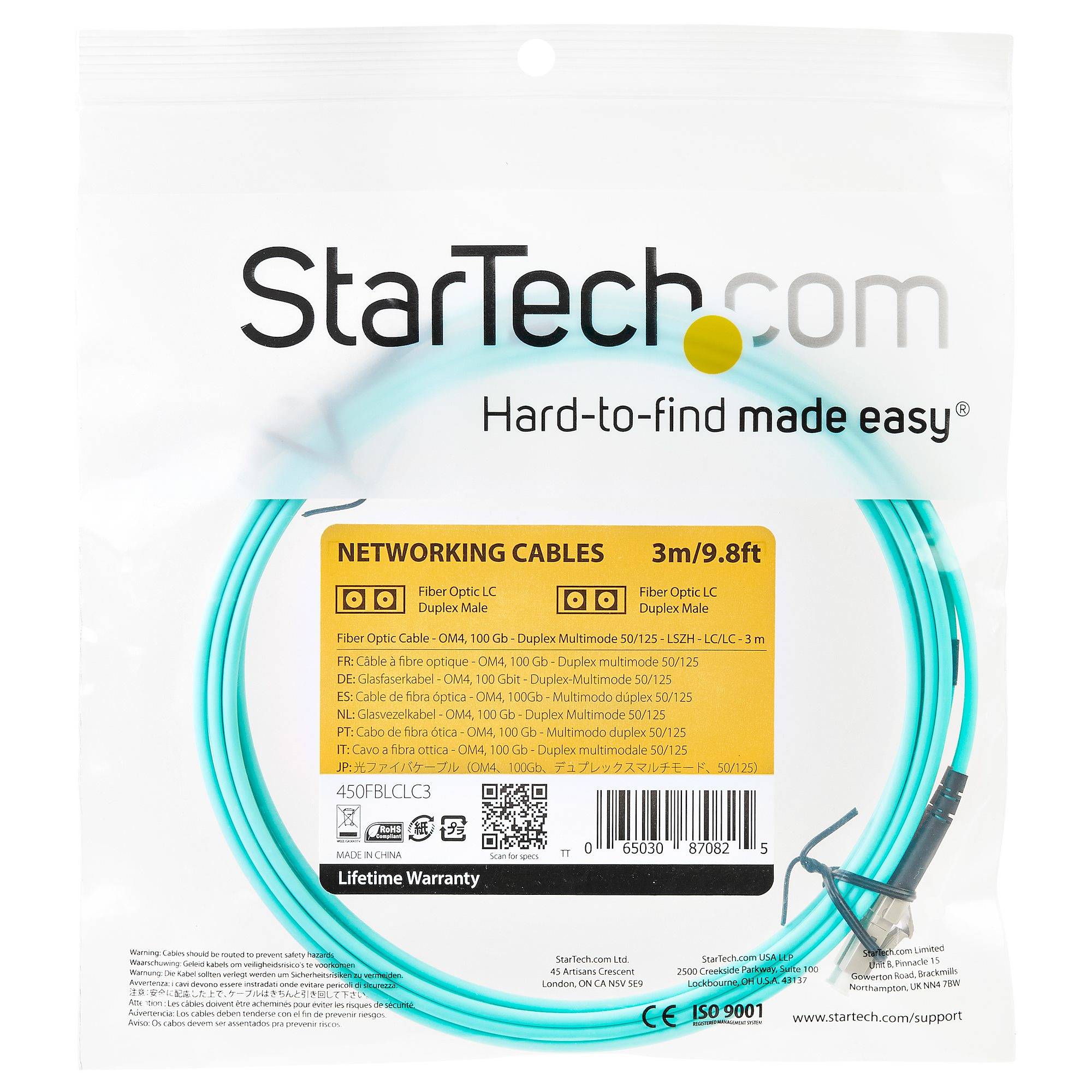 StarTech.com 3m LC/UPC naar LC/UPC OM4 Multimode Glasvezel Netwerkkabel, 50/125µm LOMMF/VCSEL Zipcord Fiber, 100G Netwerken, Low Insertion Loss, LSZH Fiber Patch Kabel