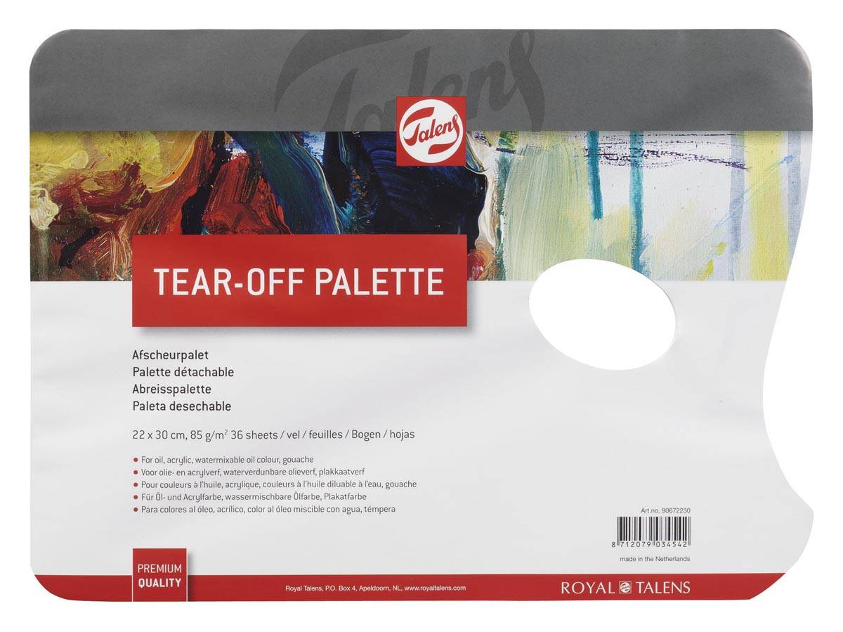 Talens afscheurbare mengpaletten voor verf, ft 22 x 30 cm, pak met 36 vellen