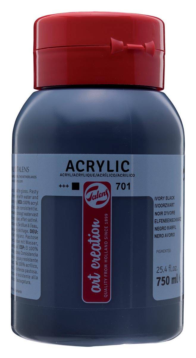 Talens Art Creation acrylverf flacon van 750 ml, ivoorzwart