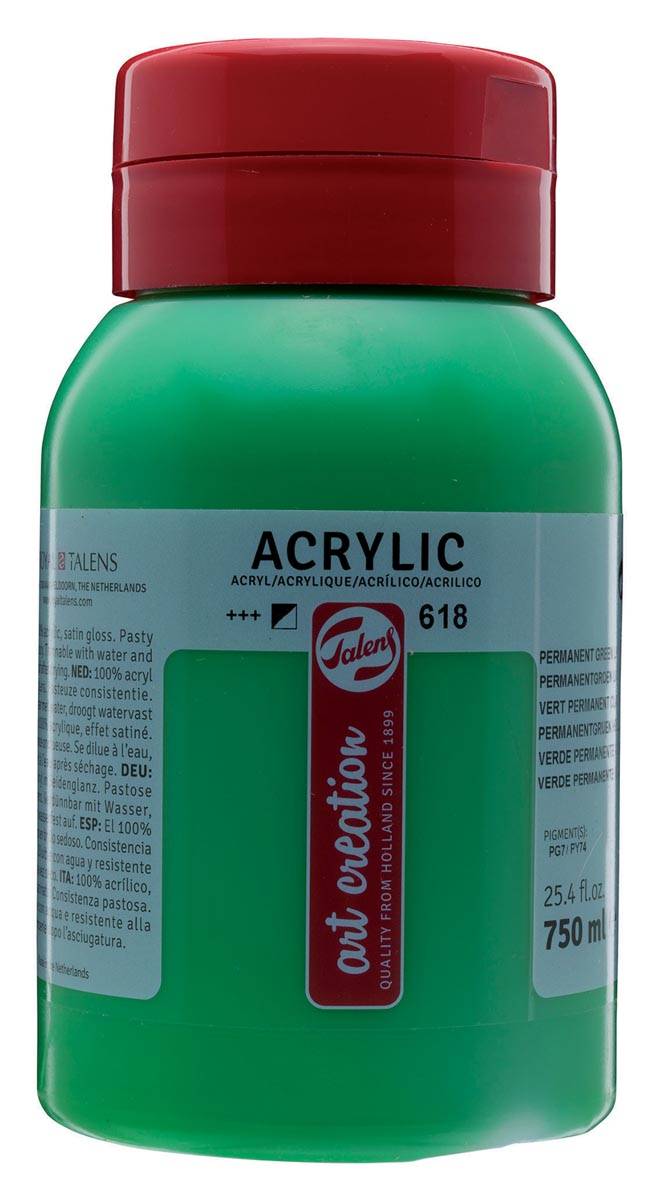 Talens Art Creation acrylverf flacon van 750 ml, licht permanentgroen