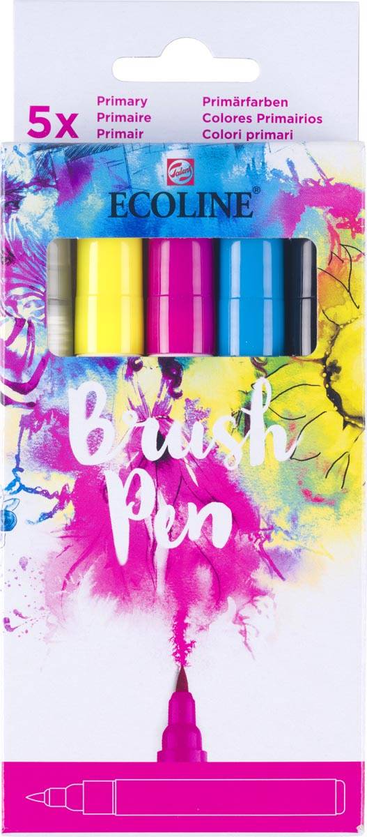 Talens Ecoline Brush pen, etui van 5 stuks, assorti