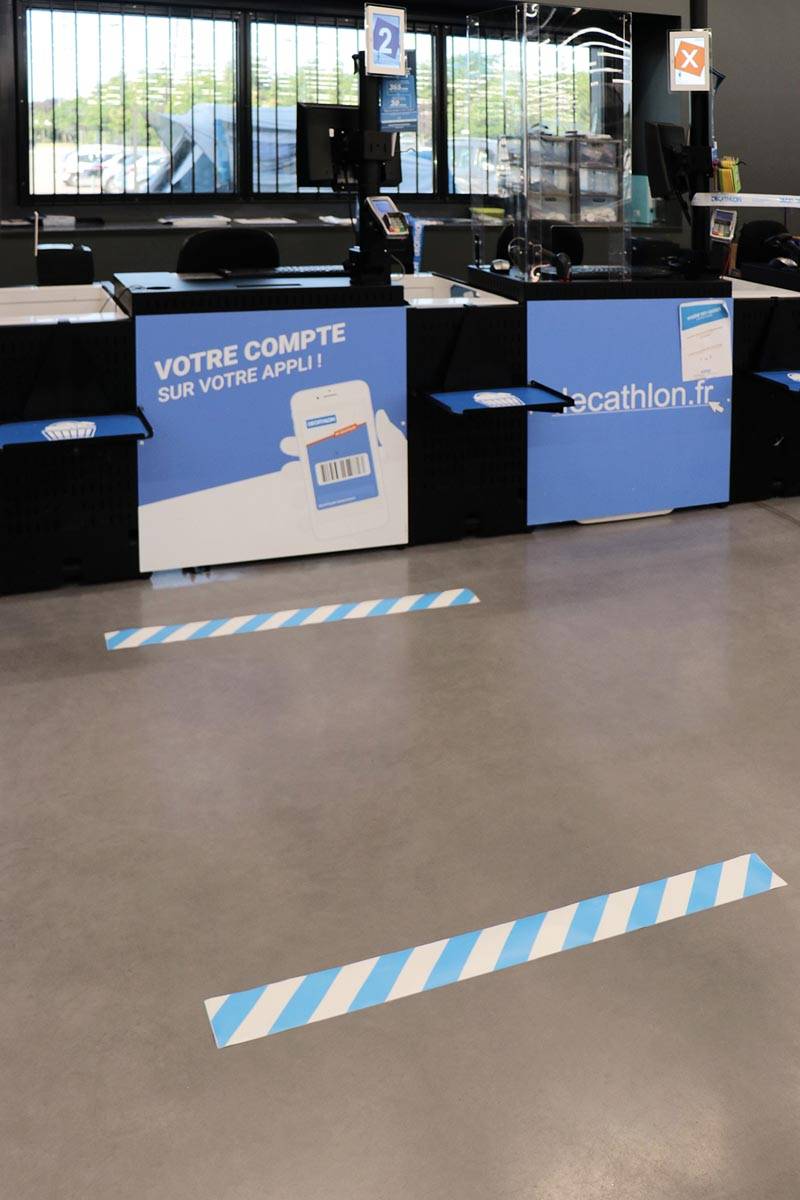 Tarifold vloersticker zonder tekst, ft 90 x 1000 mm, wit/blauw