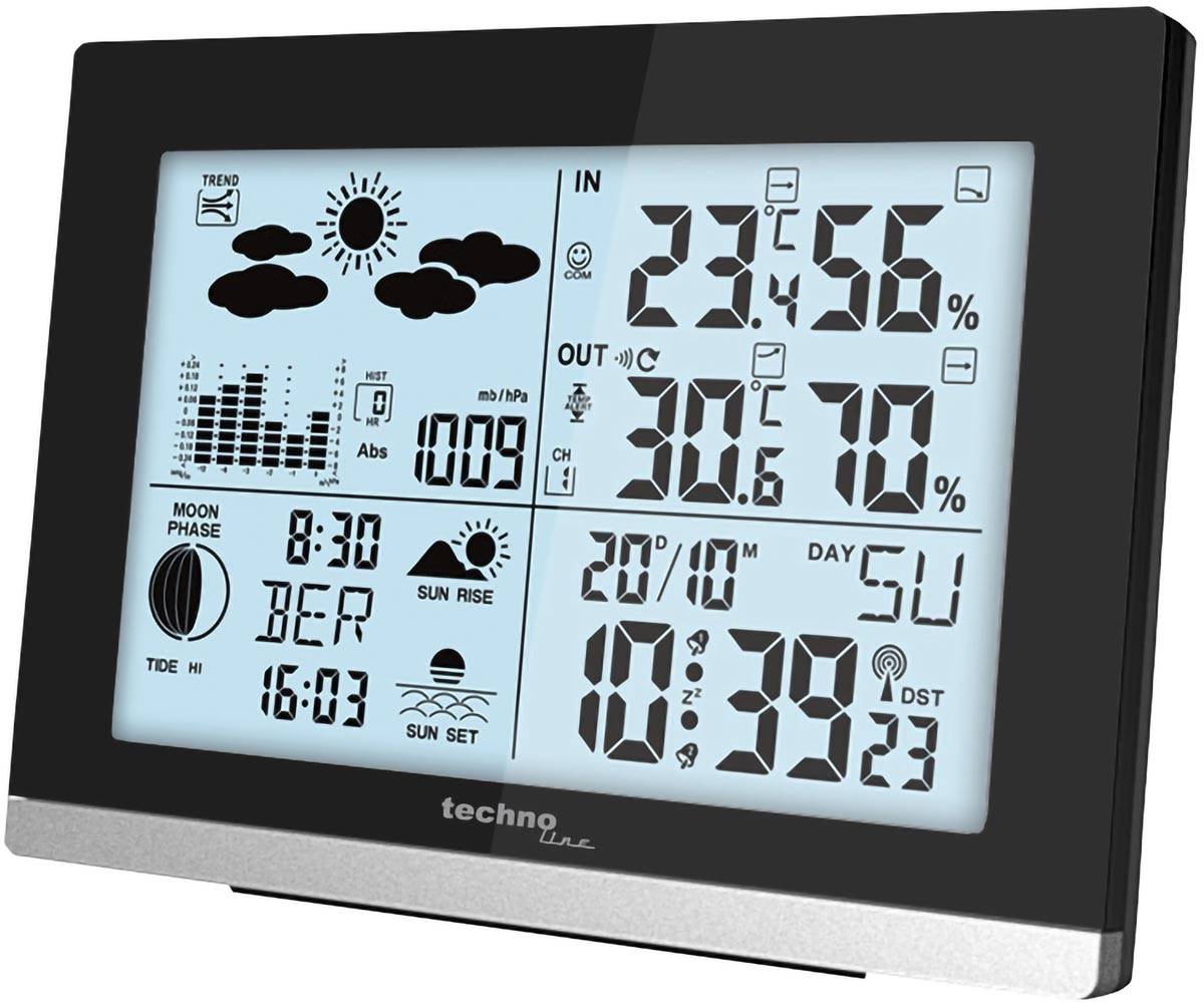 Technoline klok met weerstation WS 6762, digitaal, radiogestuurd, ft 15,8 x 4 x 11,3 cm