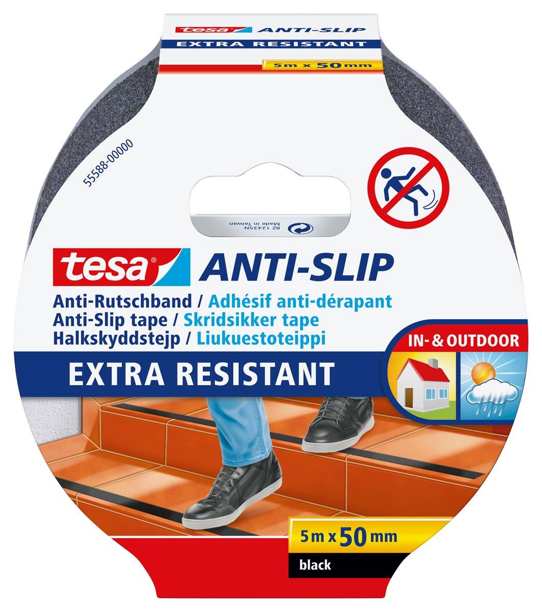 Tesa anti-slip tape, ft 5 m x 50 mm, zwart