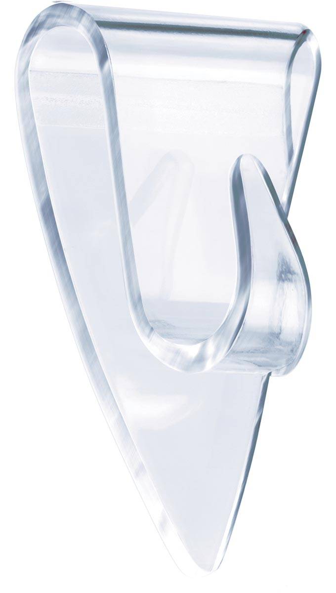 Tesa klevende Haak voor Transparant en Glas, draagvermogen 200 g, blister van 5 stuks