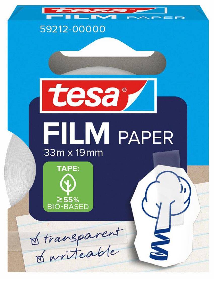 Tesafilm papier tape, ft 19 mm x 10 m, transparant