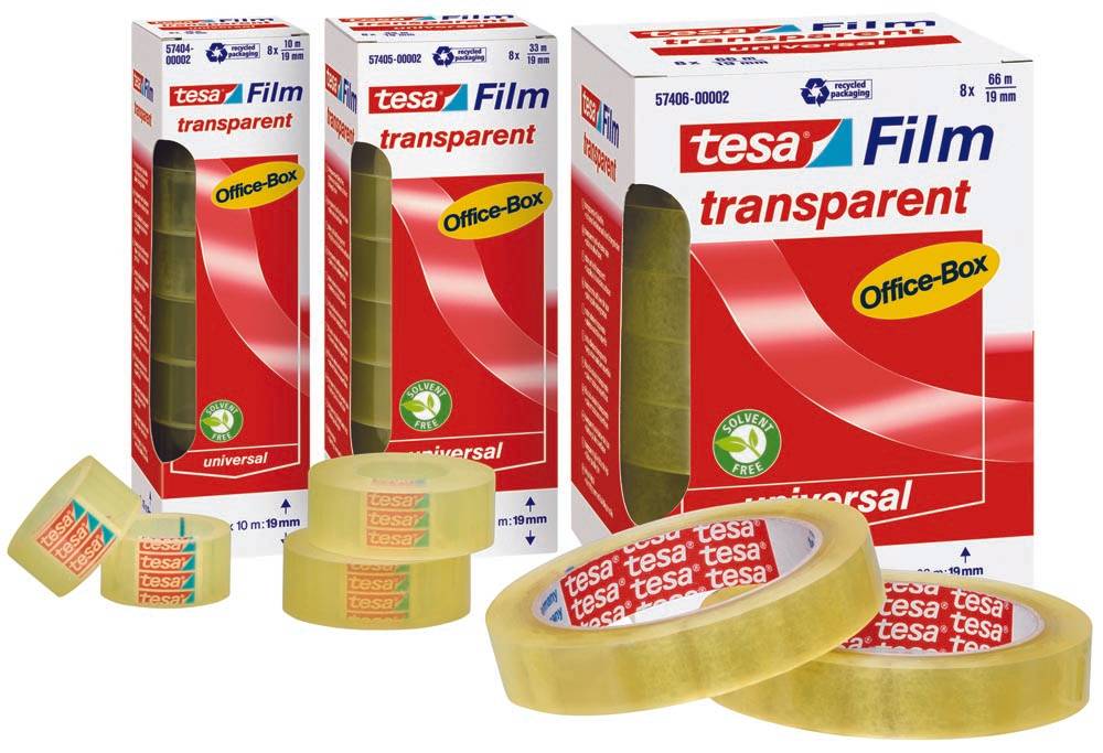 Tesafilm transparante tape, ft 19 mm x 10 m, 8 rolletjes