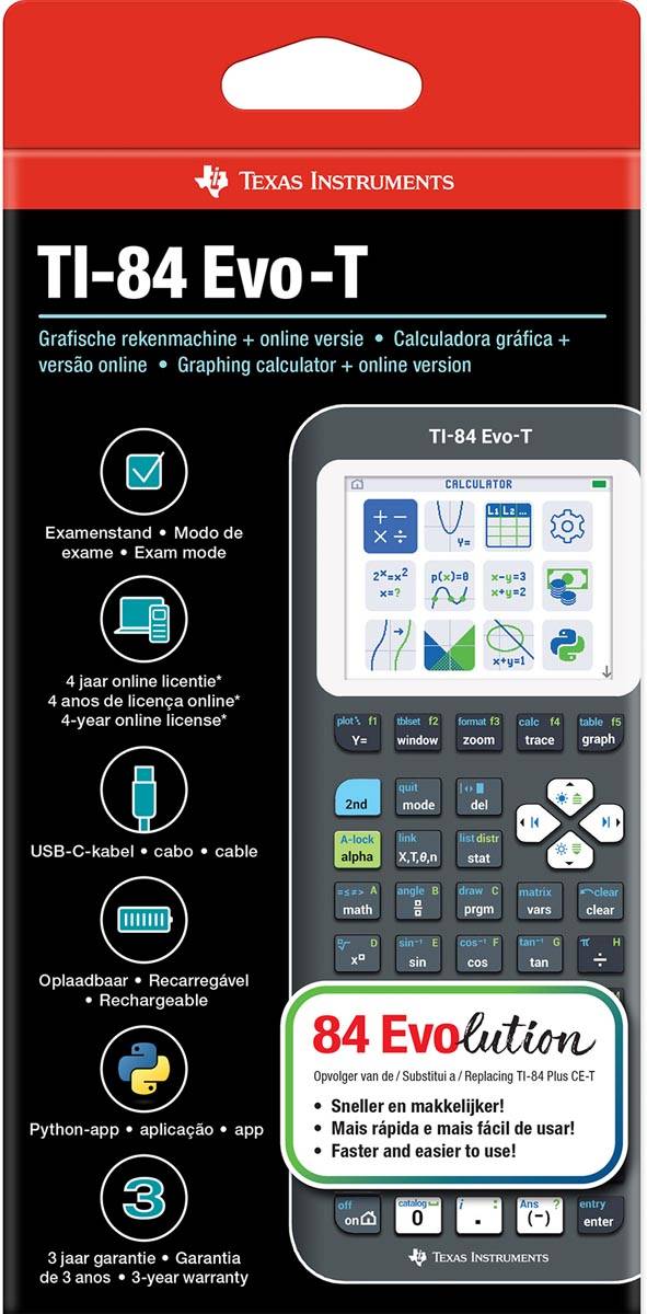 Texas grafische rekenmachine TI-84 Evo-T, zwart