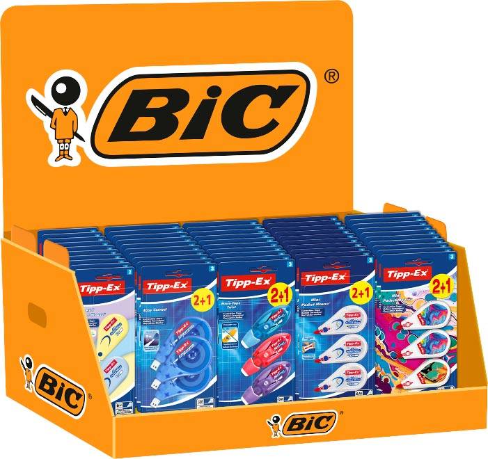 Tipp-Ex correctieroller mix, op blister, display van 78 stuks