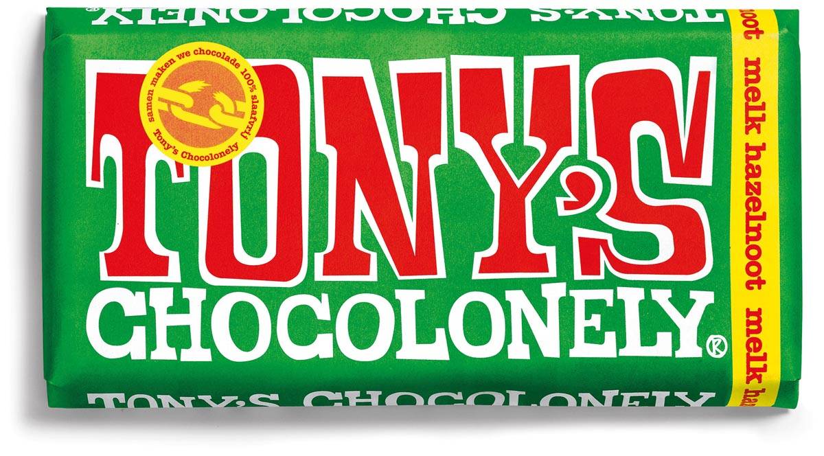 Tony's Chocolonely chocoladereep, 180g, hazelnoot