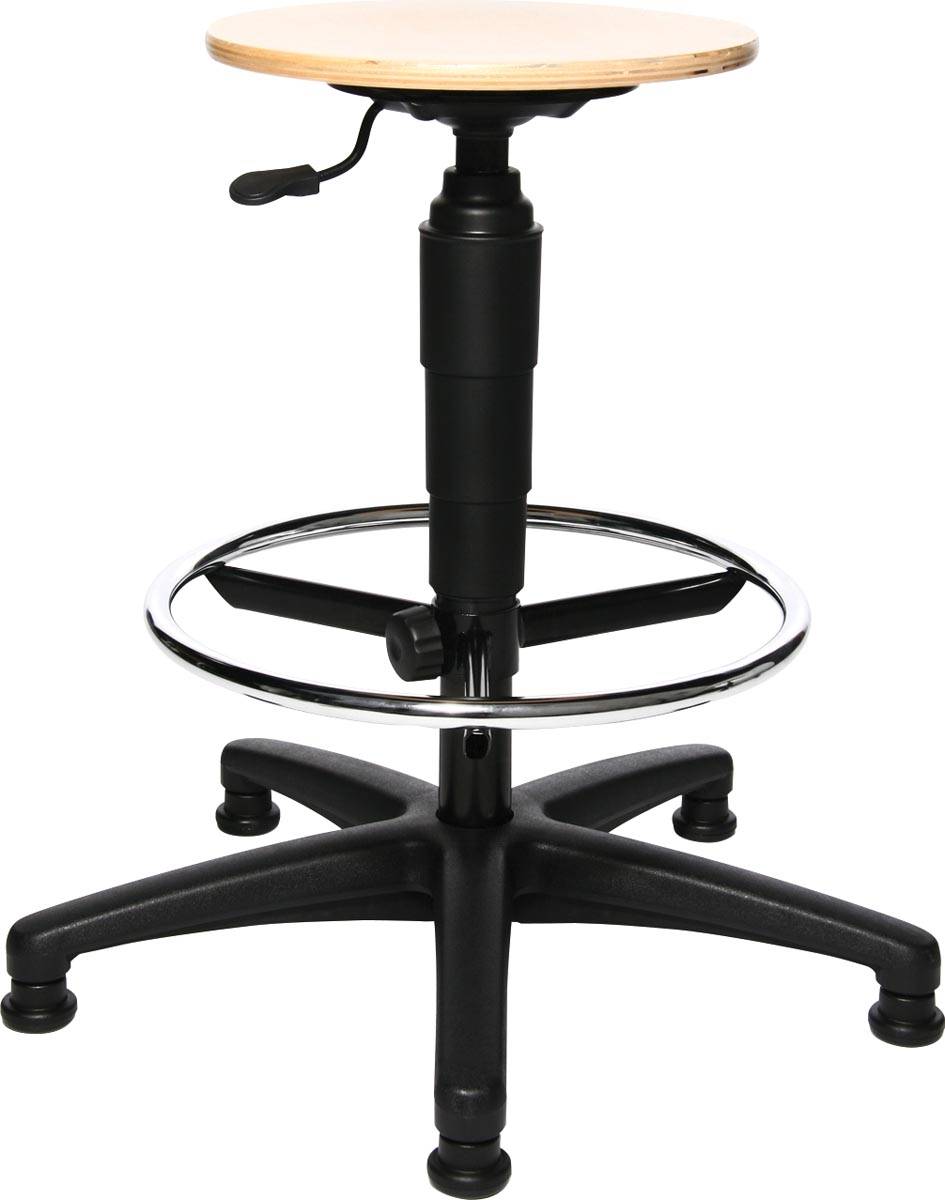 Topstar kruk Tec 60, met verchroomde voetring, met steldoppen, hout