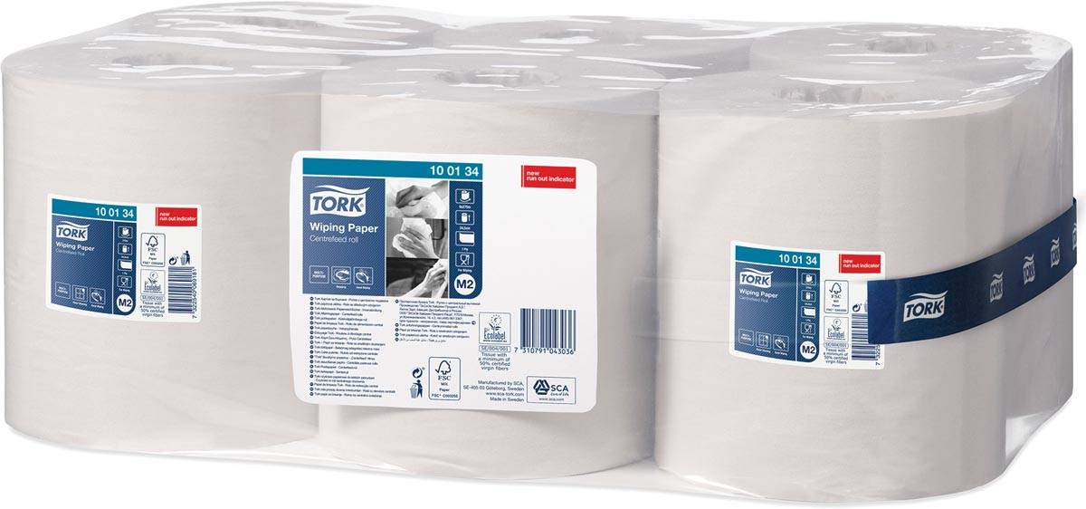 Tork poetspapier Centerfeed, 1-laags, systeem M2, pak van 6 rollen