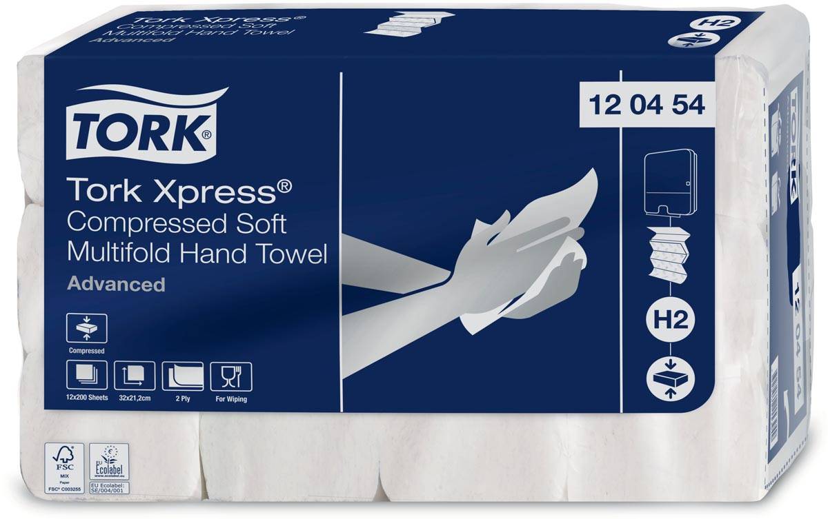 Tork Xpress® gecomprimeerde zachte handdoek, multifold M, Advanced, 2-laags, systeem H2, 12 x 200 vel