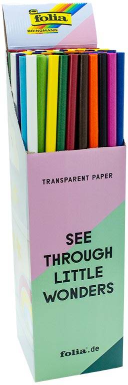 Transparantpapier, display van 100 rol in geassorteerde kleuren