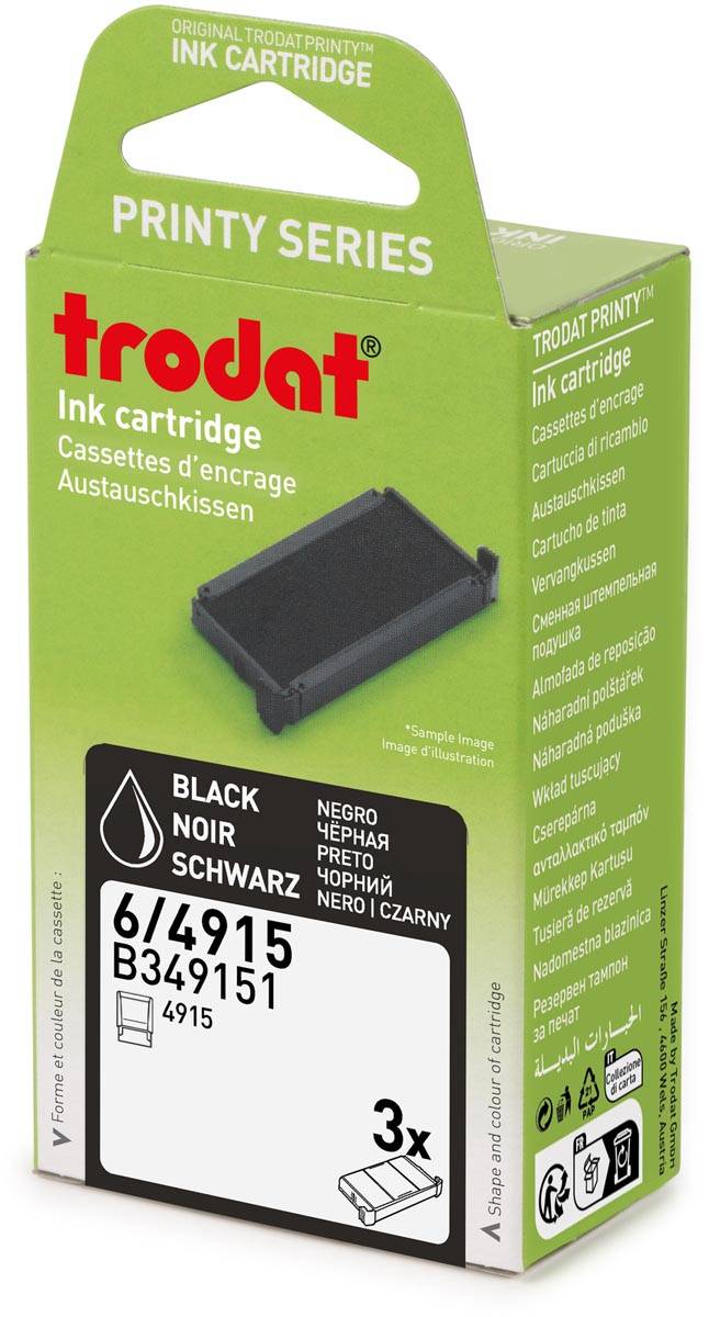 Trodat vervangkussen, voor stempel 4915, blister van 3 stuks, zwart