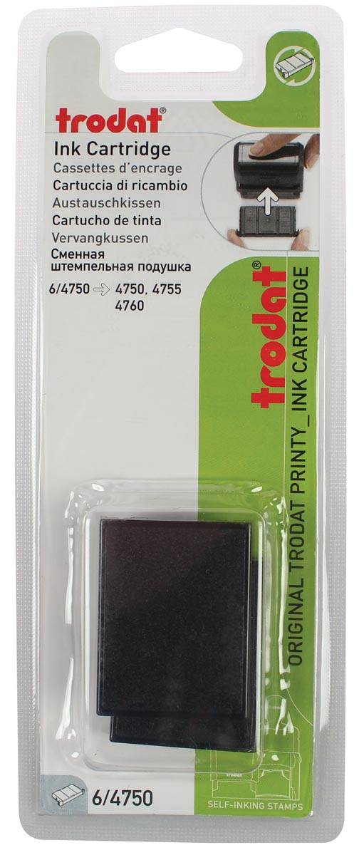 Trodat vervangkussen zwart, voor stempel 4750/4755, blister 2 stuks