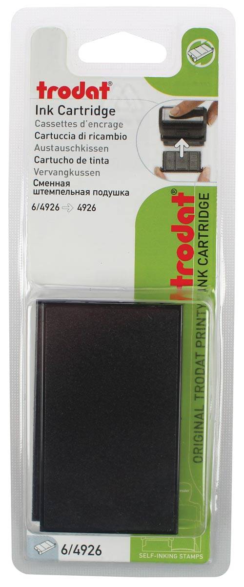 Trodat vervangkussen zwart, voor stempel 4926, blister met 2 stuks