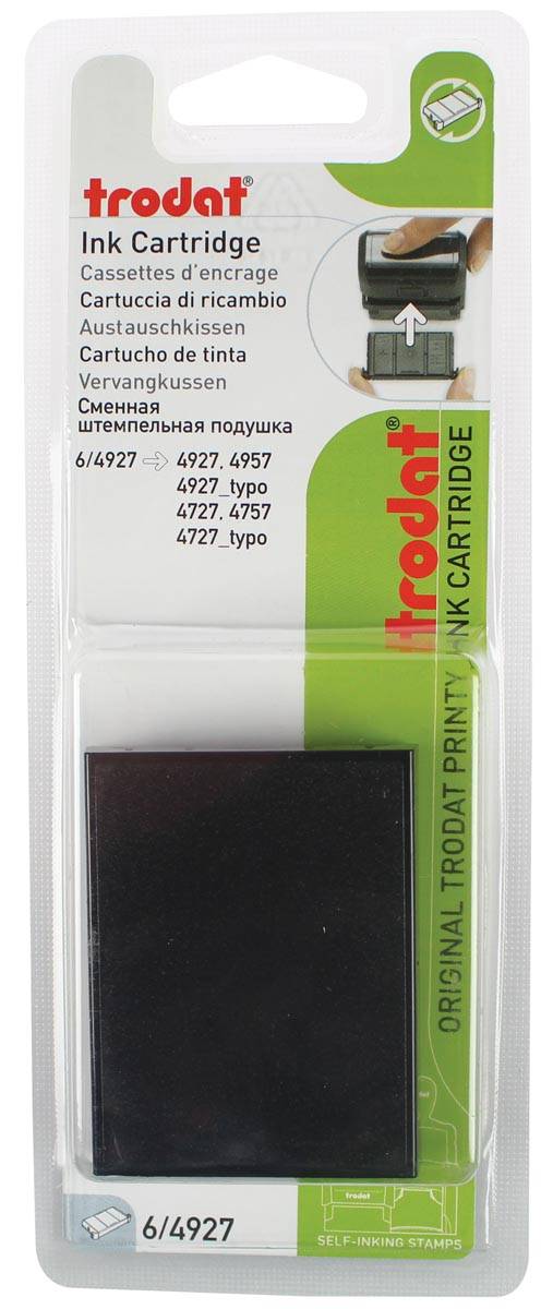 Trodat vervangkussen zwart, voor stempel 4927/4957, blister met 2 stuks