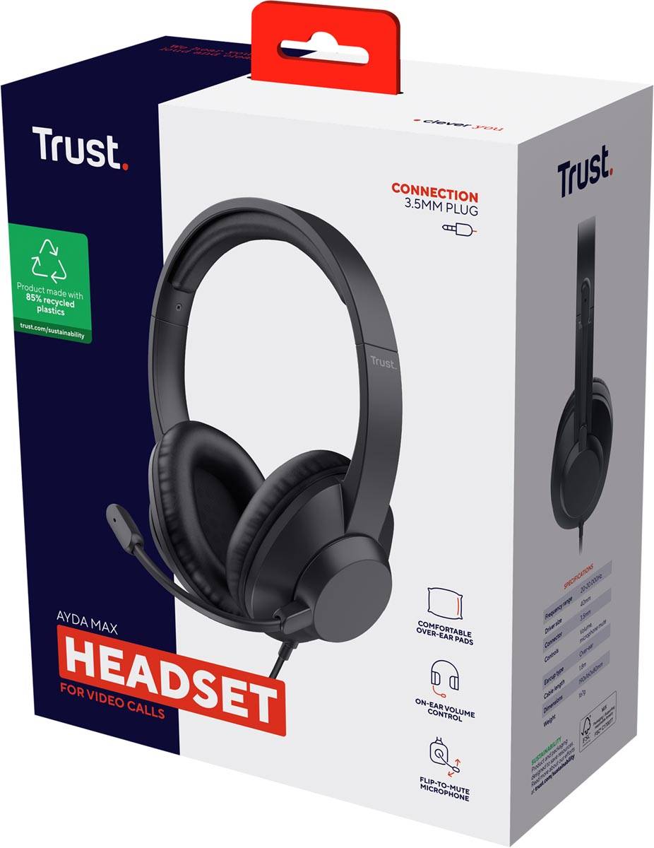 Trust Ayda Max Headset, over ear, 3,5 mm aansluiting