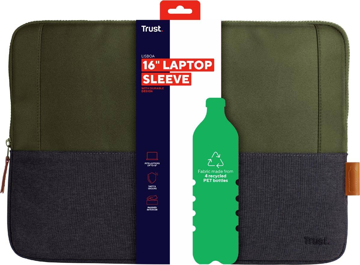 Trust laptop sleeve voor 16 inch laptops, groen