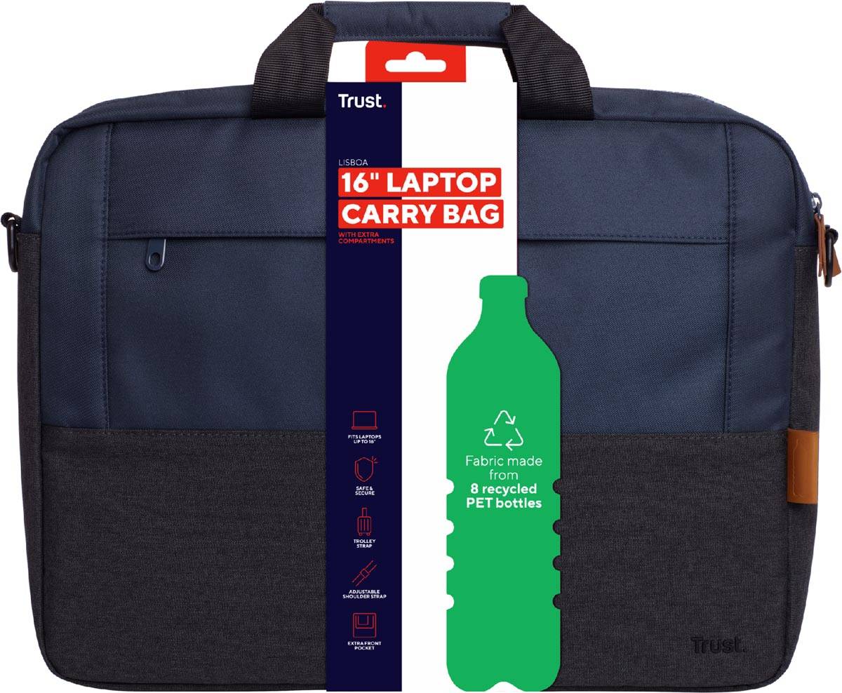 Trust laptoptas Lisboa voor 16 inch laptops, blauw