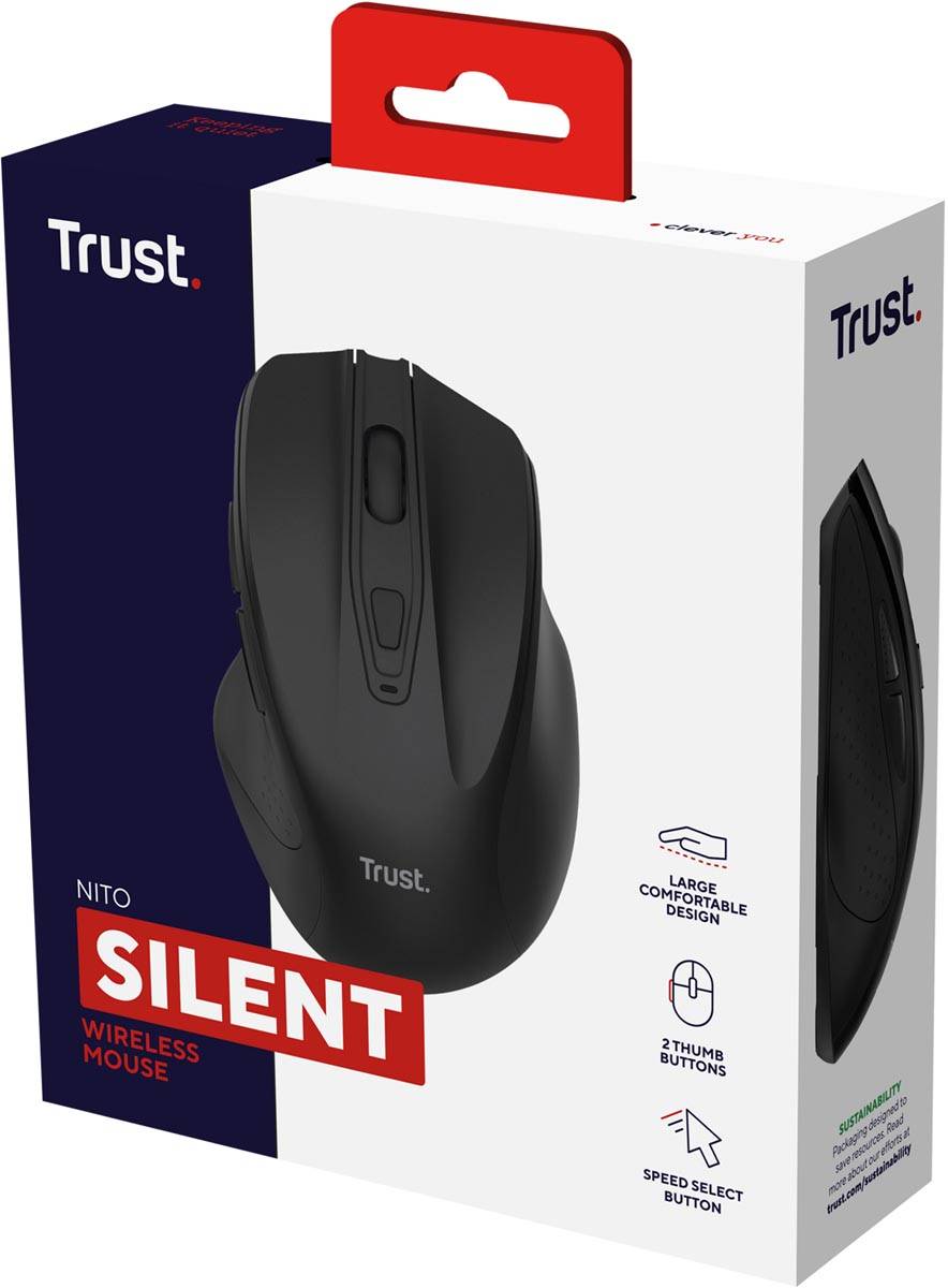 Trust Nito draadloze stille muis, zwart