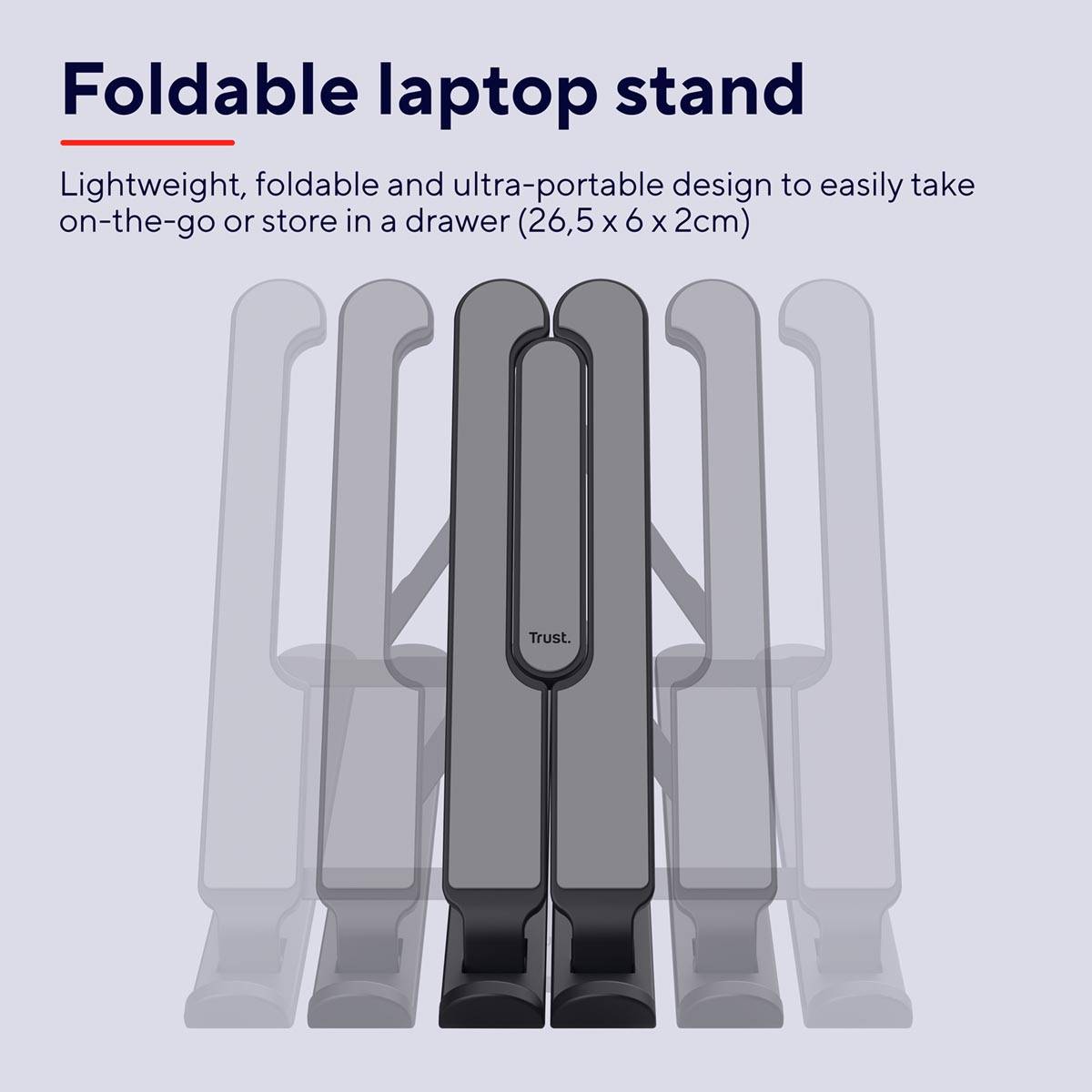 Trust Primo laptopstandaard, opvouwbaar, grijs