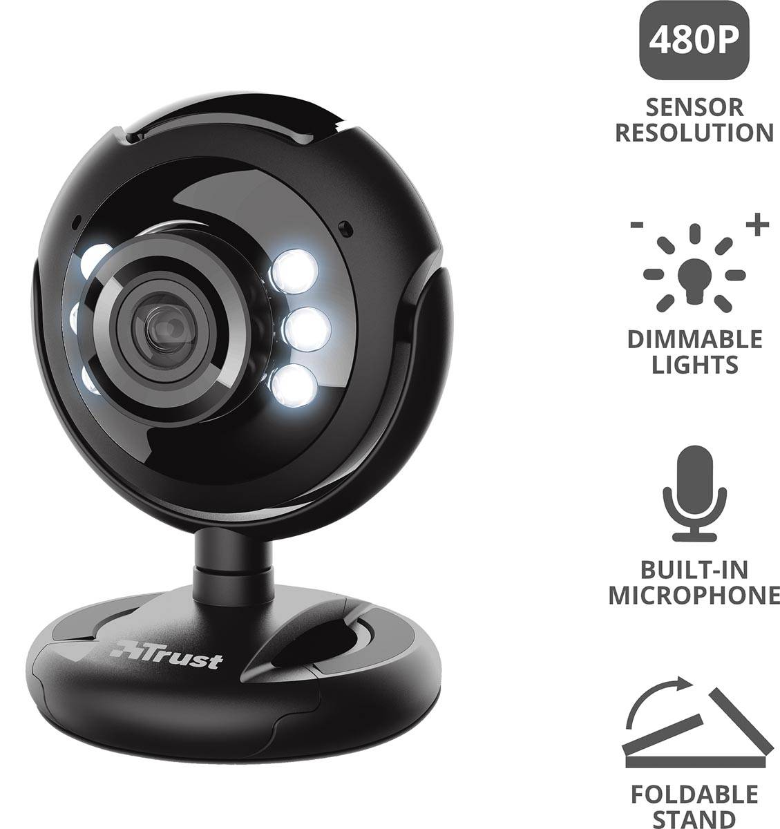 Trust Spotlight Pro webcam, met ingebouwde microfoon en ledlampjes
