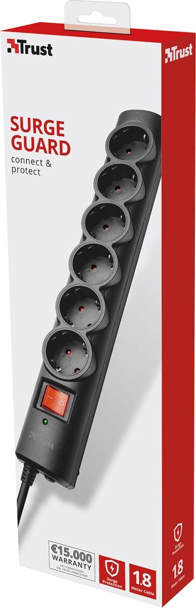 Trust Surge Guard, overspanningsbeveiliging met 6 aansluitingen